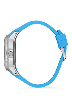 Kauçuk Kordon Metal Kasa Erkek Kol Saati Mavi Gümüş Siyah Renk PL-0974E2x