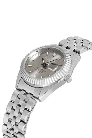 Mercan Takvimli Tek Sıra Kadın Kol Saati Gümüş Gri Renk PL-1519B8x