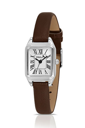 Romen Rakamlı Deri Kordon Kadın Kol Saati Dorika Bileklik Kombin Kahverengi Gümüş Renk PL-1517B8