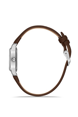 Romen Rakamlı Deri Kordon Kadın Kol Saati Dorika Bileklik Kombin Kahverengi Gümüş Renk PL-1517B8