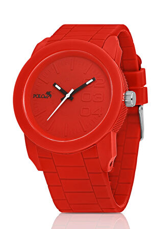 Silikon Kordon Spor Erkek Kol Saati Kırmızı Renk PL-0947E8x