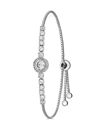 Mercan Takvimli Kadın Kol Saati Zirkon Taşlı Yuvarlak Bileklik Kombin Gümüş AçıkYeşil Renk PL-1519B5