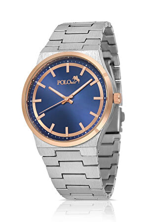 Klasik Metal Kordon Erkek Kol Saati Gümüş Bakır Lacivert Renk PL-0916E2x