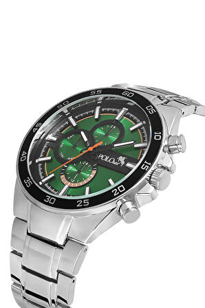 Spor Metal Erkek Kol Saati Gümüş Yeşil Turuncu Renk PL-0961E3x