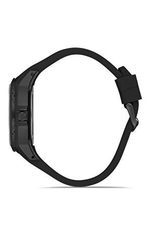 Kauçuk Kordon Metal Kasa Erkek Kol Saati Siyah Kırmızı Renk PL-0974E1x