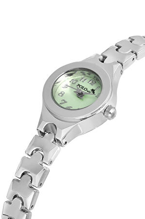 Rakamlı Klasik Minik Kadın Kol Saati Gümüş Yeşil Renk PL-1524B5x