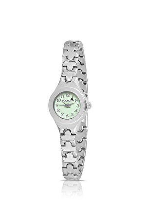 Rakamlı Klasik Minik Kadın Kol Saati Gümüş Yeşil Renk PL-1524B5x