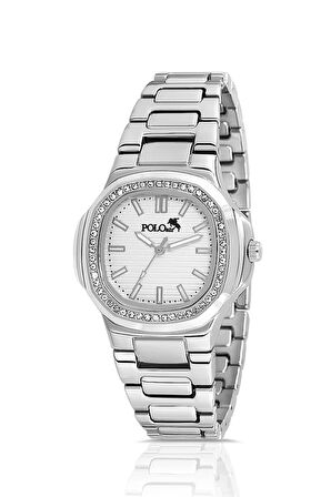 Tek Sıra Lüx Taşlı Kadın Kol Saati Gümüş PL-1507B2x