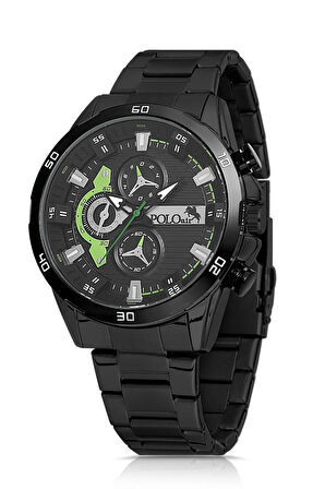 Metal Kordon Spor Erkek Kol Saati Siyah-Yeşil  PL-0894E2x