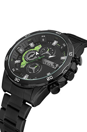 Metal Kordon Spor Erkek Kol Saati Siyah-Yeşil  PL-0894E2x