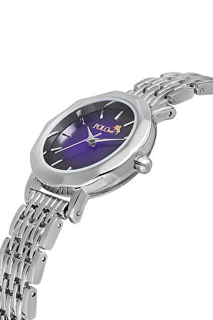 Zarif Vintage Kadın Kol Saati Ve Zirkon Taşlı 5 Taş Bileklik Hediye Gümüş-Mor PL-1480B6