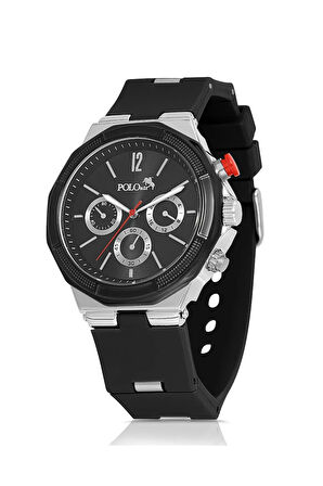 Kauçuk Kordon Metal Kasa Erkek Kol Saati Siyah Gümüş Renk Pl-0973e1x
