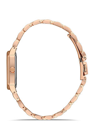 Vintage Romen Rakamlı Kadın Kol Saati Zirkon Taşlı Su Yolu Bileklik Bakır Renk