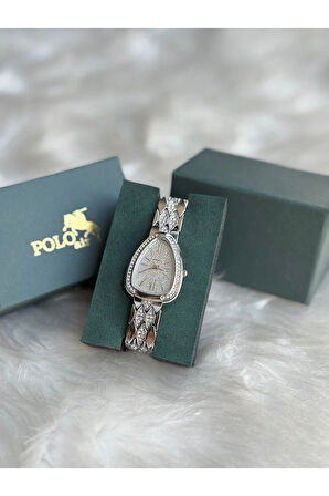 Yılan Desen Lüx Taşlı Kadın Kol Saati Gümüş Renk PL-1520B2x