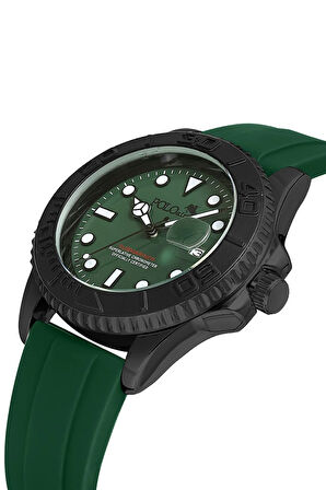 Mercan Takvim Slikon Kordon Erkek Kol Saati Yeşil Siyah Renk PL-0941E4x