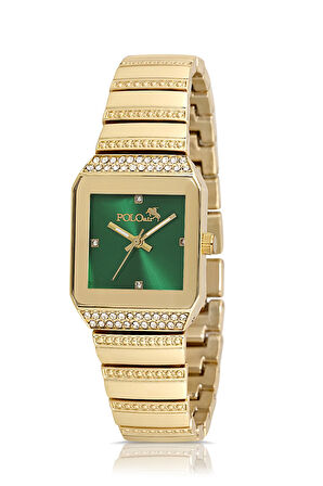 Vintage Kare Kadın Kol Saati Gold-Yeşil PL-1488B3x