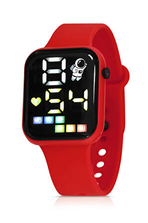 Kadın Silikon Kordon Kol Saati Parfüm Hediyelik Kombin Kırmızı Renk