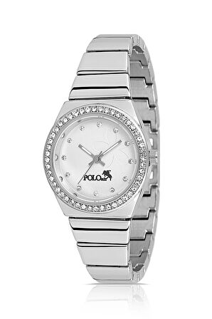 Tek Sıra Lüx Taşlı Kadın Kol Saati Gümüş PL-1490B2x