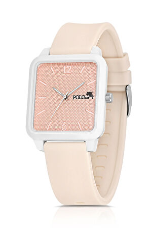 Kare Kasa Silikon Kordon Unisex Bay-Kadın Spor Kol Saati Toz Pembe Beyaz Renk PL-1509B2x