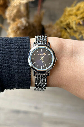 Zarif Vintage Kadın Kol Saati Gümüş-Mor Renk PL-1480B6x