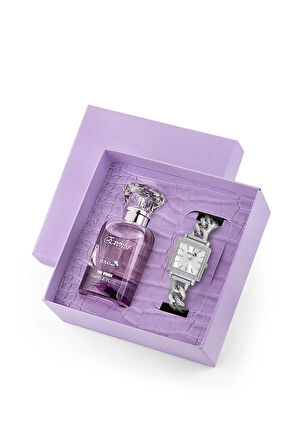 Zincir Kordon Kadın Kol Saati Ve Parfüm Seti Hediyelik Kutsunda Kombin Gümüş Renk ST-2135S2