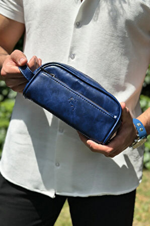 Erkek Kol Saati El Çantası Cüzdan Kemer Kartlık Set Lacivert Kombin PL-0866E2