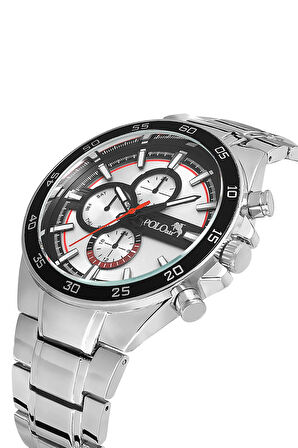 Spor Metal Erkek Kol Saati Gümüş Siyah Kırmızı Renk PL-0961E4x