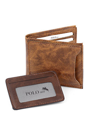 Erkek Kol Saati Cüzdan Kemer Kartlık Parfüm  Kombin PL-0841E3 Taba Set