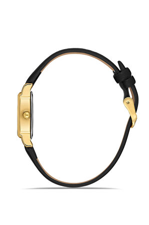 Klasik Romen Rakamlı Deri Kordon Kadın Kol Saati Siyah Gold Renk Pl-1517b1x