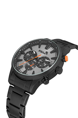 Klasik Metal Erkek Kol Saati Siyah Gri Turuncu Renk PL-0976E1x