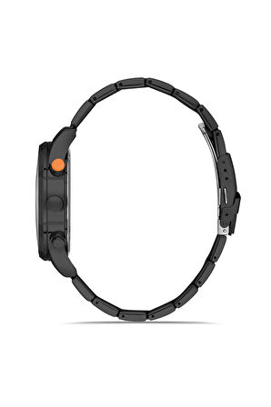 Klasik Metal Erkek Kol Saati Siyah Gri Turuncu Renk PL-0976E1x