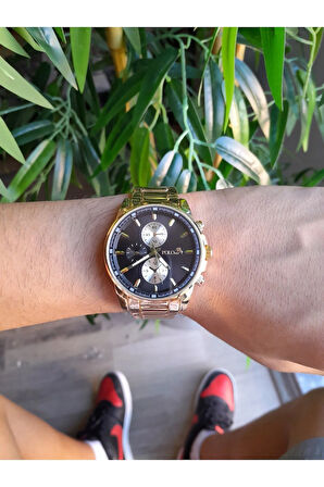 Metal Kordon Spor Erkek Kol Saati Altın Renk