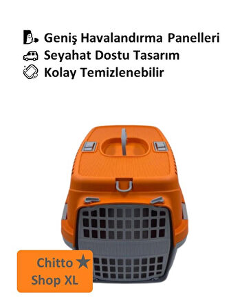 Büyük Kedi & Orta Irk Köpek Taşıma Çantası – 37×56×34 cm - TURUNCU