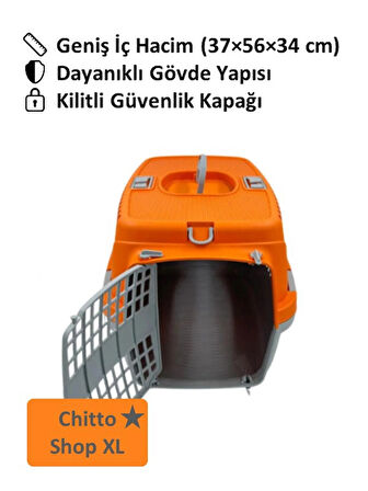 Büyük Kedi & Orta Irk Köpek Taşıma Çantası – 37×56×34 cm - TURUNCU