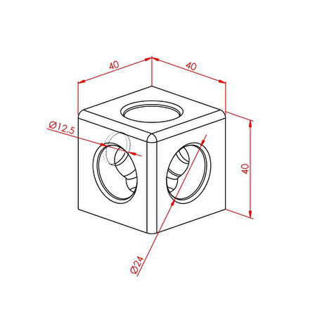 Kare Köşe Bağlantı 40X40 K10 Üç Yönlü