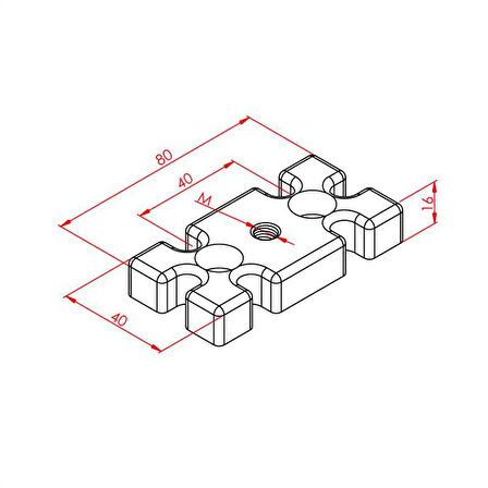 Pabuç Bağlantı Parçası 40X80 M10