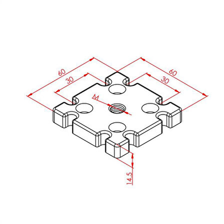 Pabuç Bağlantı Parçası 60X60 M10