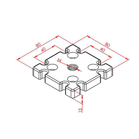 Pabuç Bağlantı Parçası 80X80 M16