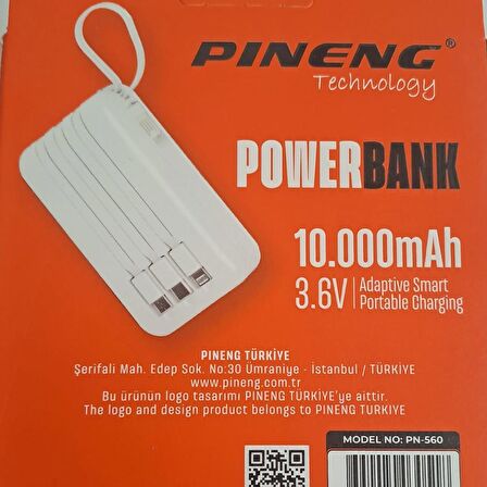 PINENG 10.000 MAH 4 KABLOLU LEDLİ POWERBANK PN-560