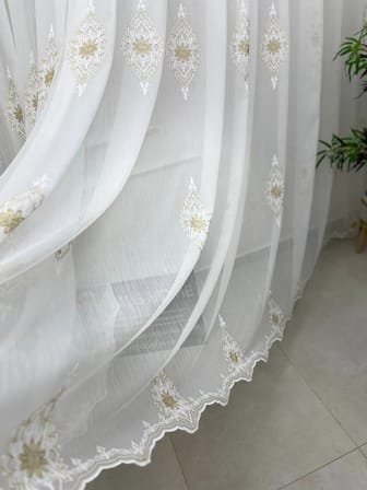 NİVEMESHOME BELİNDA 711 GOLD  1/3 PİLELİ TÜL PERDE APM