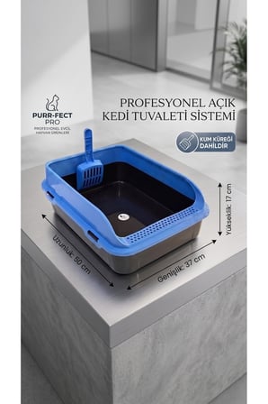 Lüx Elekli Kedi Tuvaleti - Orta Boy - 50X37X17 cm ** Kürek Hediyeli