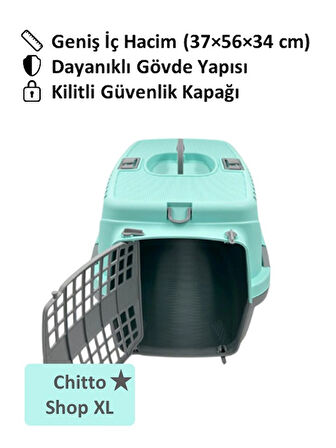 Büyük Kedi & Orta Irk Köpek Taşıma Çantası – 37×56×34 cm - YEŞİL