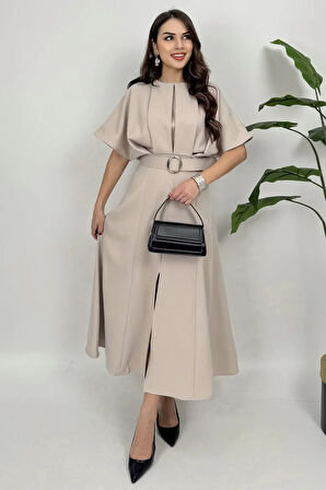 Alora Kadın Kemer Detaylı Şık Taş Elbise – Özel Günler İçin Zarafet