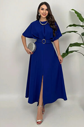 Alora Kadın Kemer Detaylı Şık Lacivert Elbise – Özel Günler İçin Zarafet