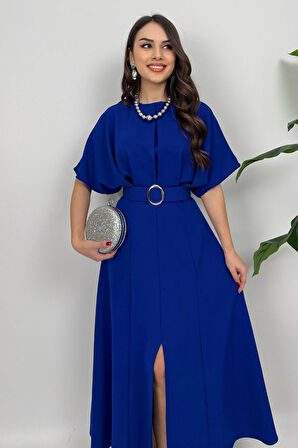 Alora Kadın Kemer Detaylı Şık Lacivert Elbise – Özel Günler İçin Zarafet