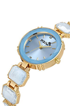 Lüx Taşlı Kadın Kol Saati Parfüm Bordo Hediyelik Kutsunda Set Mavi Gold Renk ST-2173S4