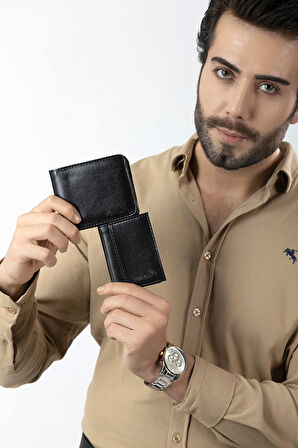 Erkek Set Kombin Kemer Cüzdan Kartlık Çakmak Kol Saati Hediyelik Kutusunda Siyah Set PL-0977E2
