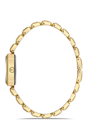 Zarif Dikdörtgen Kasa Ve Kordon Kadın Kol Saati Gold Renk PL-1532B1x