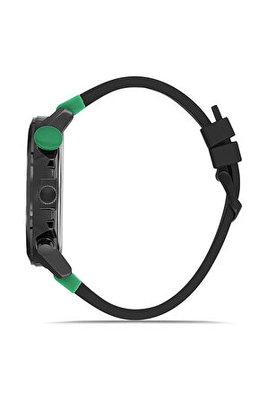 Silikon Kordon Spor Erkek Kol Saati Siyah Yeşil Renk PL-0983E3x