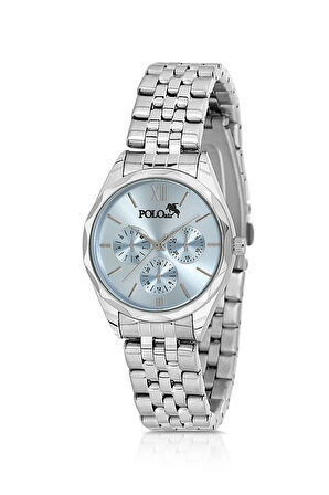 Spor Şık Kadın Kol Saati Gümüş Mavi Renk PL-1552B4x